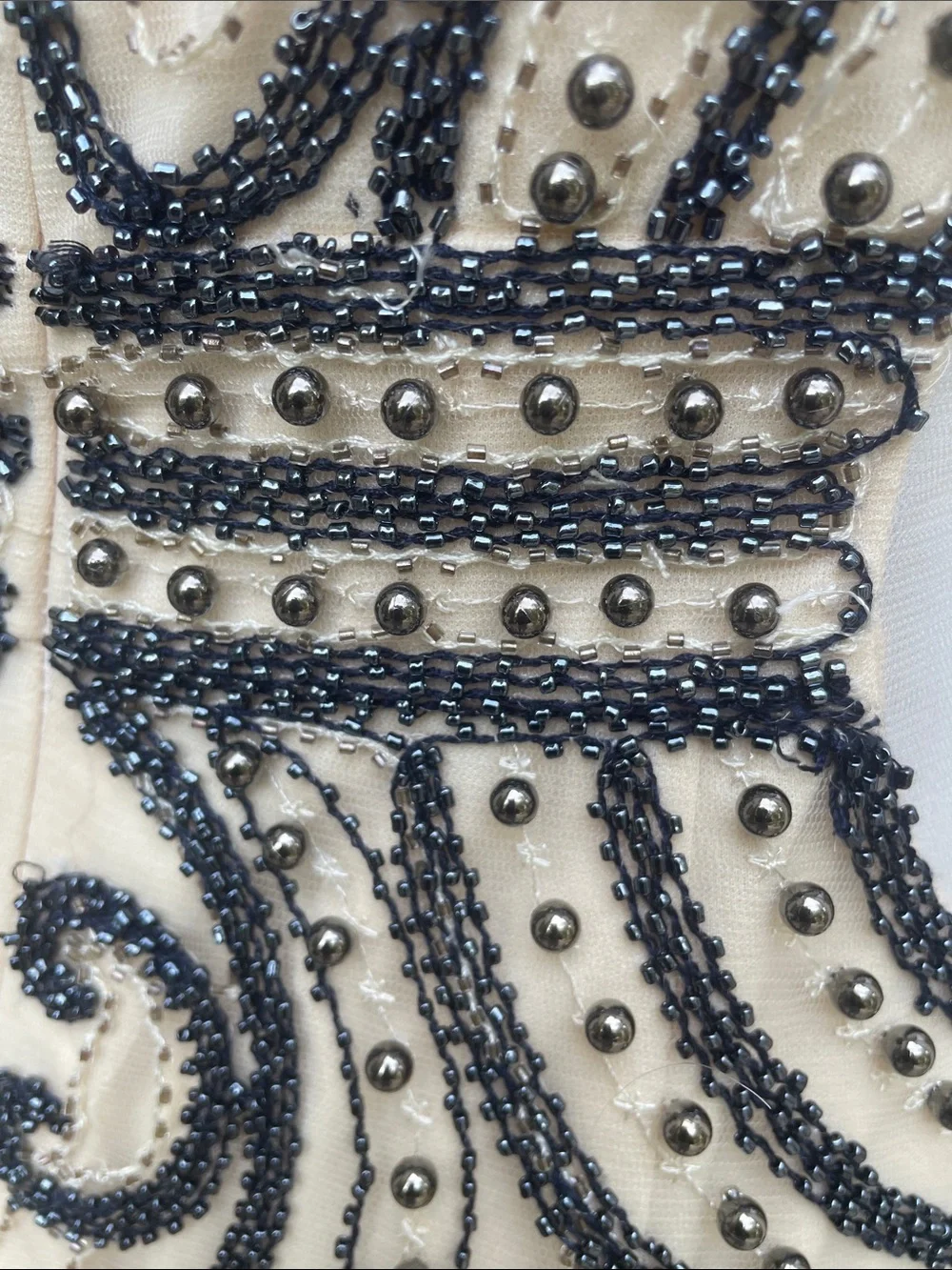 EUC- GB (Gianni Bini)  Beaded Bodycon Cutout Cocktail Dress Cream/ Black Size 13